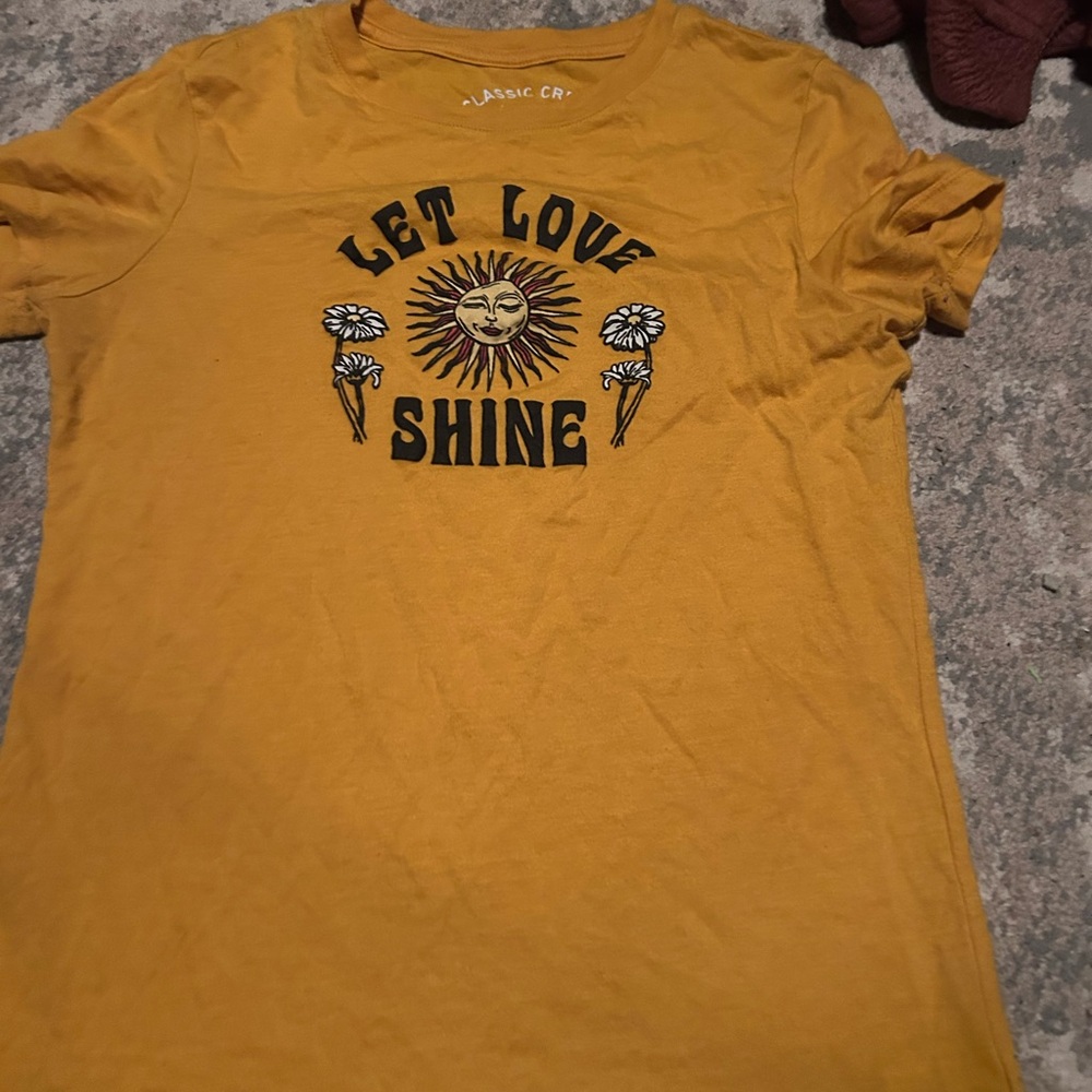 Mustard Graphic Tee with Sun Design